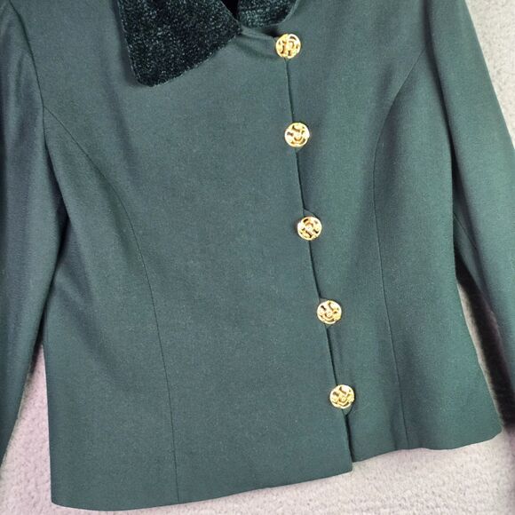 Richard Warren Wool Blazer Small Green Chenille Collar Cuffs Vintage Size 6-8 - Picture 13 of 16